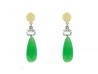 Pendientes oro amarillo y plata con Rodolitas, Amatista verde y Perillas de Jade verde.