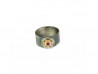 Oxidized silver ring, striped texture, with center in pink gold of 750mm and natural Ruby.