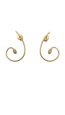 750mm yellow gold earring, smooth, polished surface.