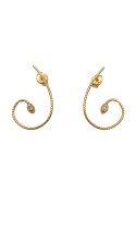 750mm yellow gold earring, smooth, polished surface.