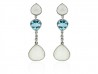 White gold earrings, blue topaz, moonstone and diamonds.