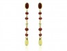 Earrings yellow gold, garnets, with bright teardrop.