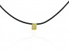 Leather necklace with yellow gold pendant with calligraphy Kanji symbol. "WA"