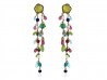 Gold earrings cascade stones color.