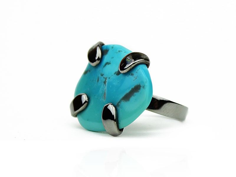 Silver ring with natural turquoise. Silver ring with natural turquoise.