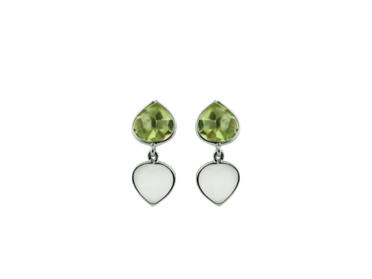 Arracades d'or blanc, citrí llimona i pedra lluna.