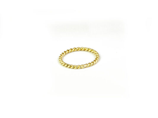 750 mm yellow gold ring. Braided thread.