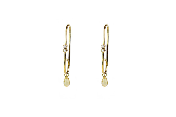 Criollas oro amarillo con lágrimas de citrino briolitos.