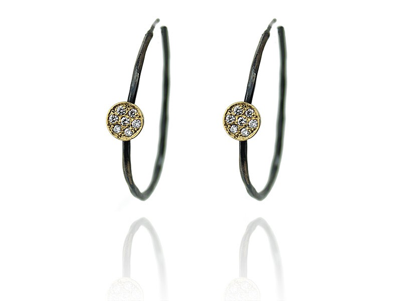 Silver, yellow gold and diamond earrings Silver, yellow gold and diamond earrings