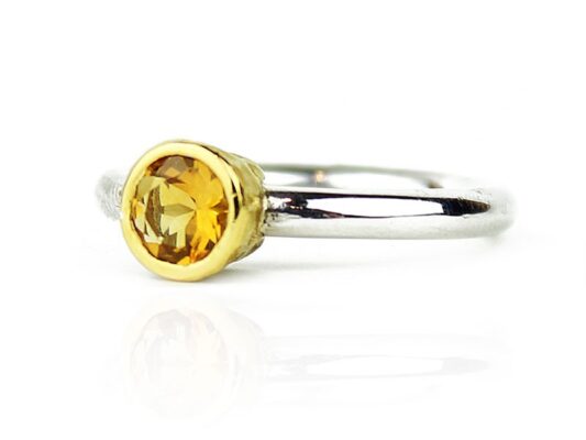 Silver and yellow gold ring with citrine.