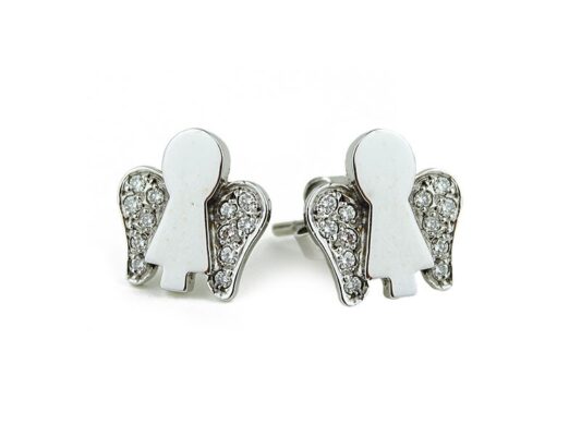 Angela white gold earrings with white diamonds.