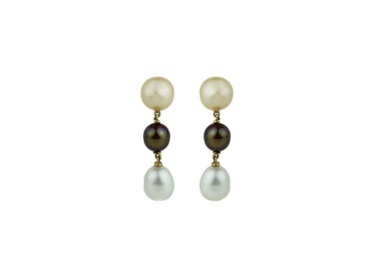 Arracades d'or i perles de diferents colors