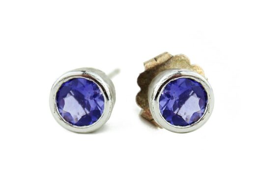 Silver earrings with Iolite stone