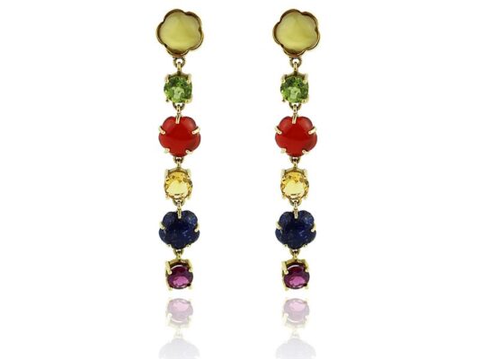 Pendientes largos oro piedras