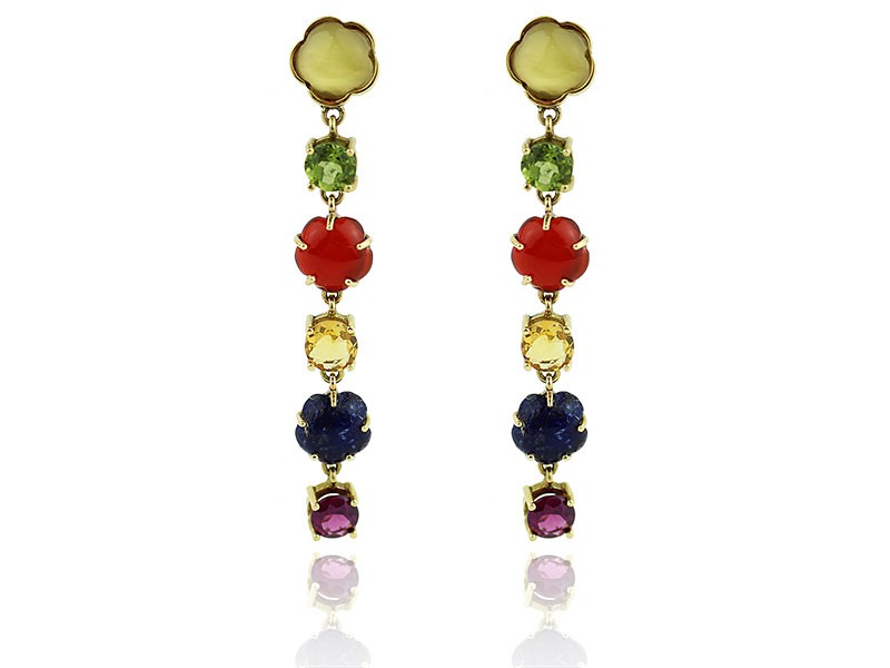 Long gold earrings with stones Long gold earrings with stones