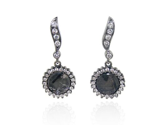 Gold, tourmalinated quartz and diamond earrings.