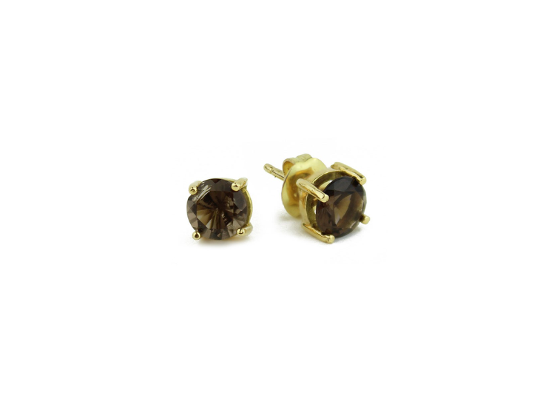 Gold earrings with Smoke Quartz stone Gold earrings with Smoke Quartz stone