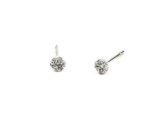 White gold earrings with diamonds.