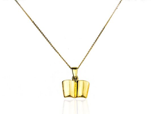 Yellow gold book-shaped pendant