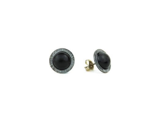Pendientes de plata y ónix.