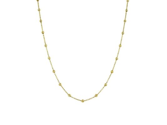 Silver plated chain with beads.