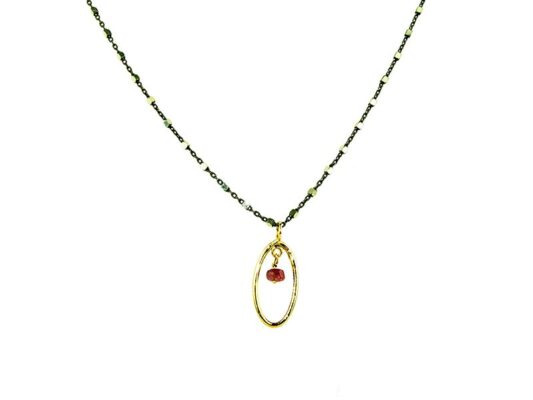 Silver, yellow gold and tourmaline necklace.