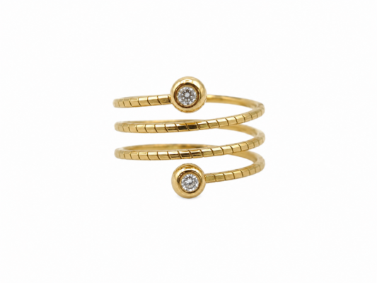 Yellow gold ring with 2 natural diamonds.