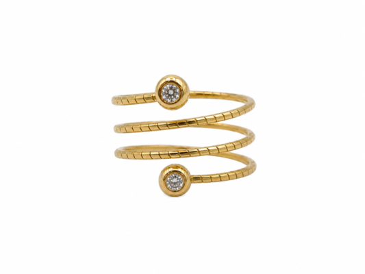 Yellow gold ring with 2 natural diamonds.