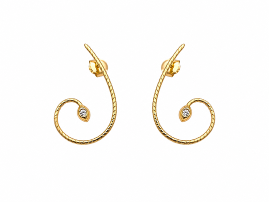 750m/m yellow gold earrings with 2 natural diamonds