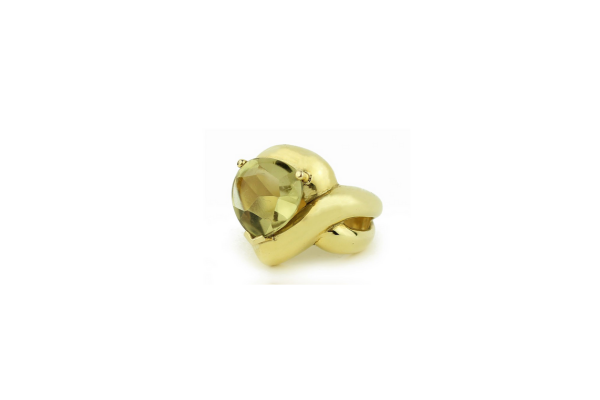 Yellow gold and lemon citrine ring.