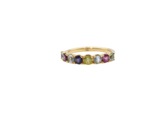 Yellow gold ring with natural stones.