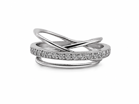 White gold ring with diamonds.