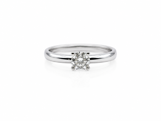 White gold ring with a diamond.