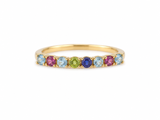 Yellow gold ring with natural stones.