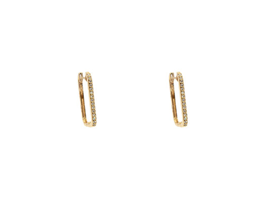 Yellow gold hoops with natural diamonds.