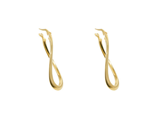 Wavy yellow gold hoops.