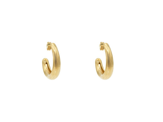 Yellow gold hoops in a decreasing pattern.