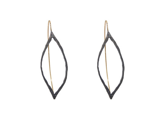 Oxidized silver and yellow gold earrings.