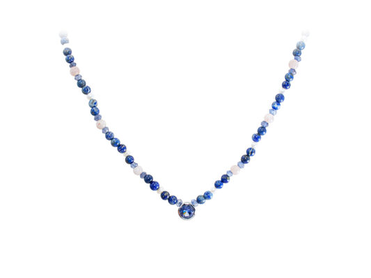 Silver necklace with natural stones.