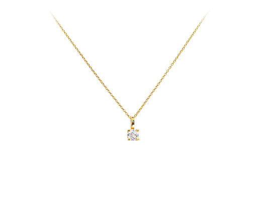 Chain and pendant in yellow gold and diamond.
